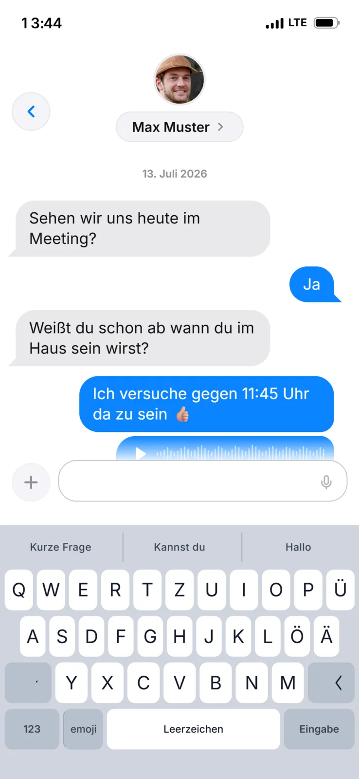 Erfundener Chatverlauf, Beispiel eins