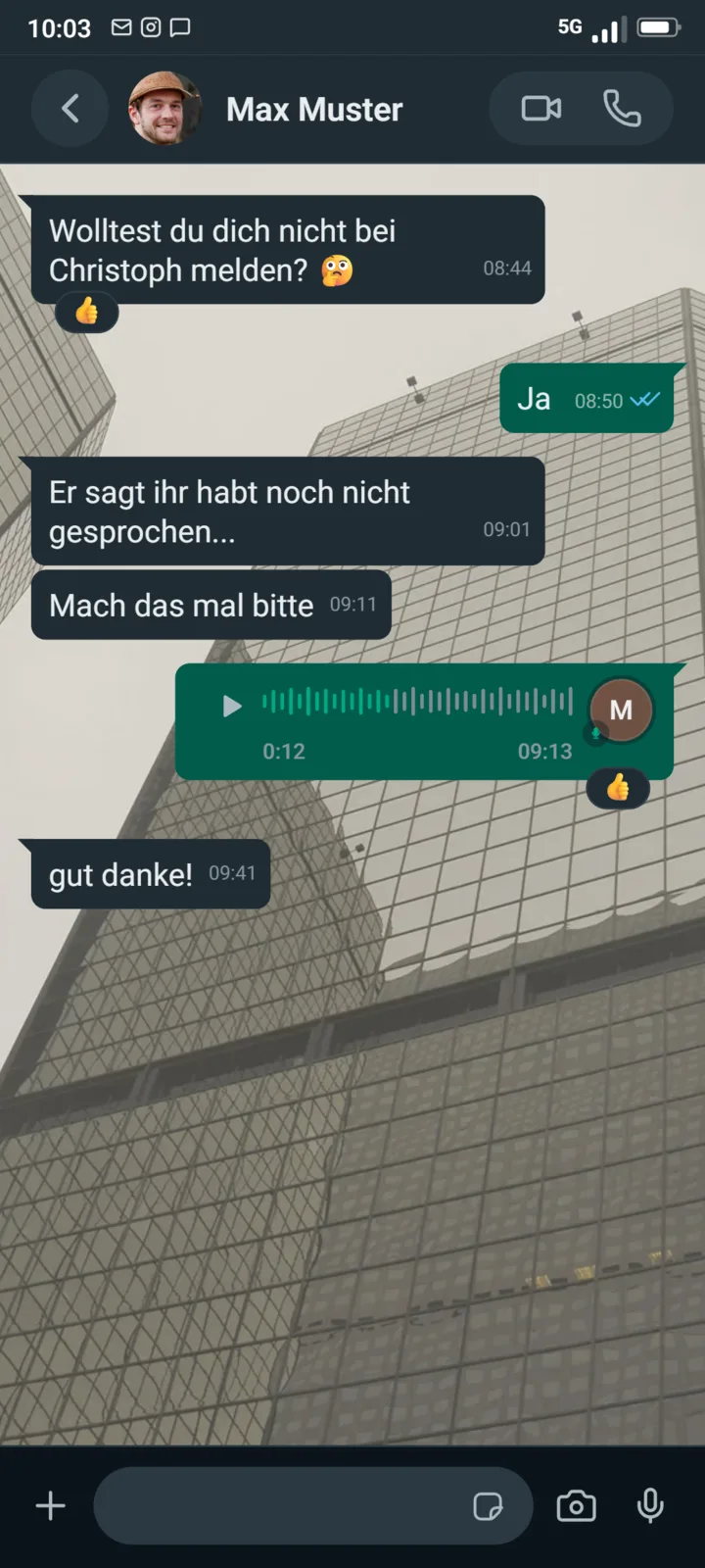 Erfundener Chatverlauf, Beispiel zwei